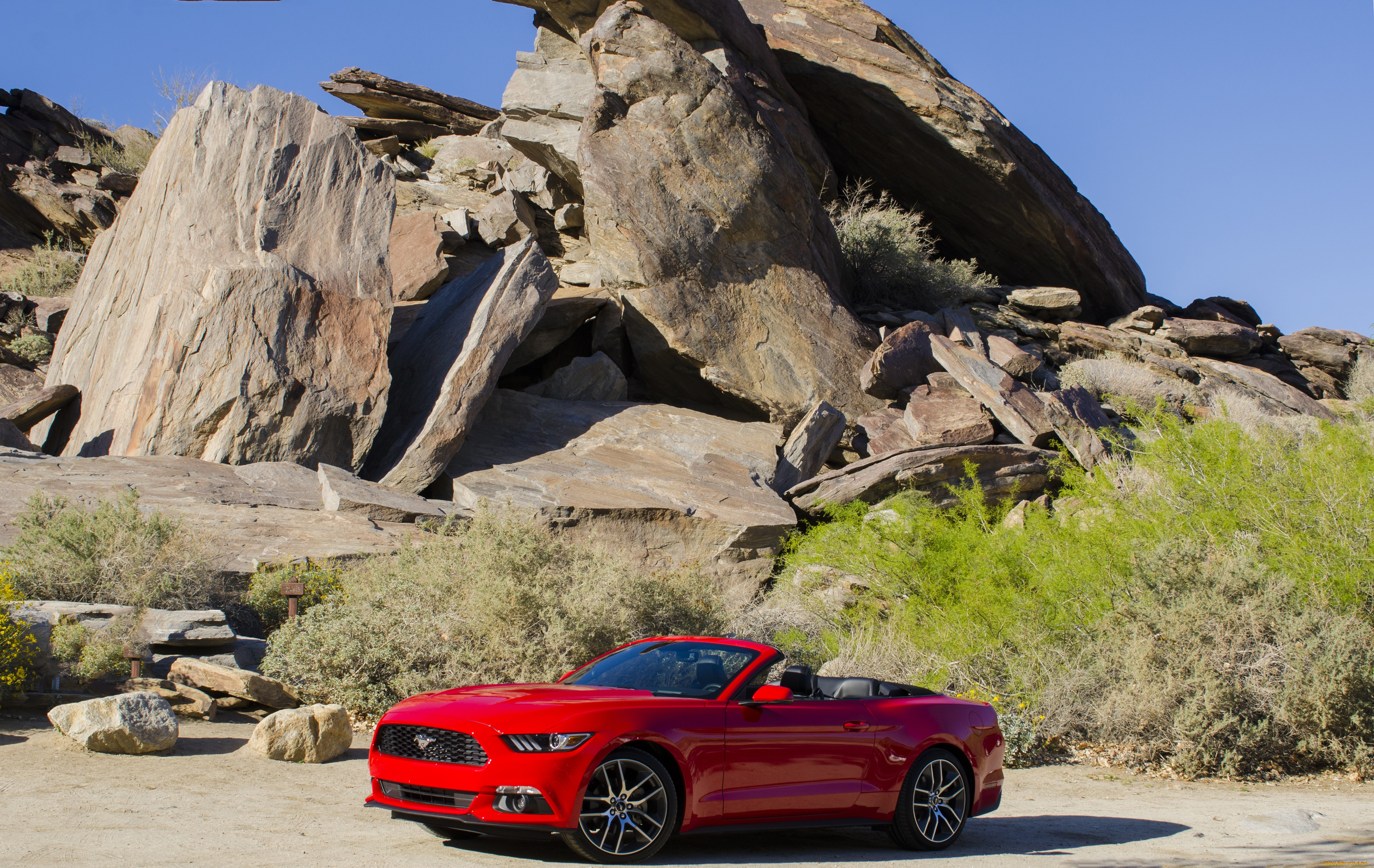 автомобили, mustang, ford, 2015г, convertible, красный