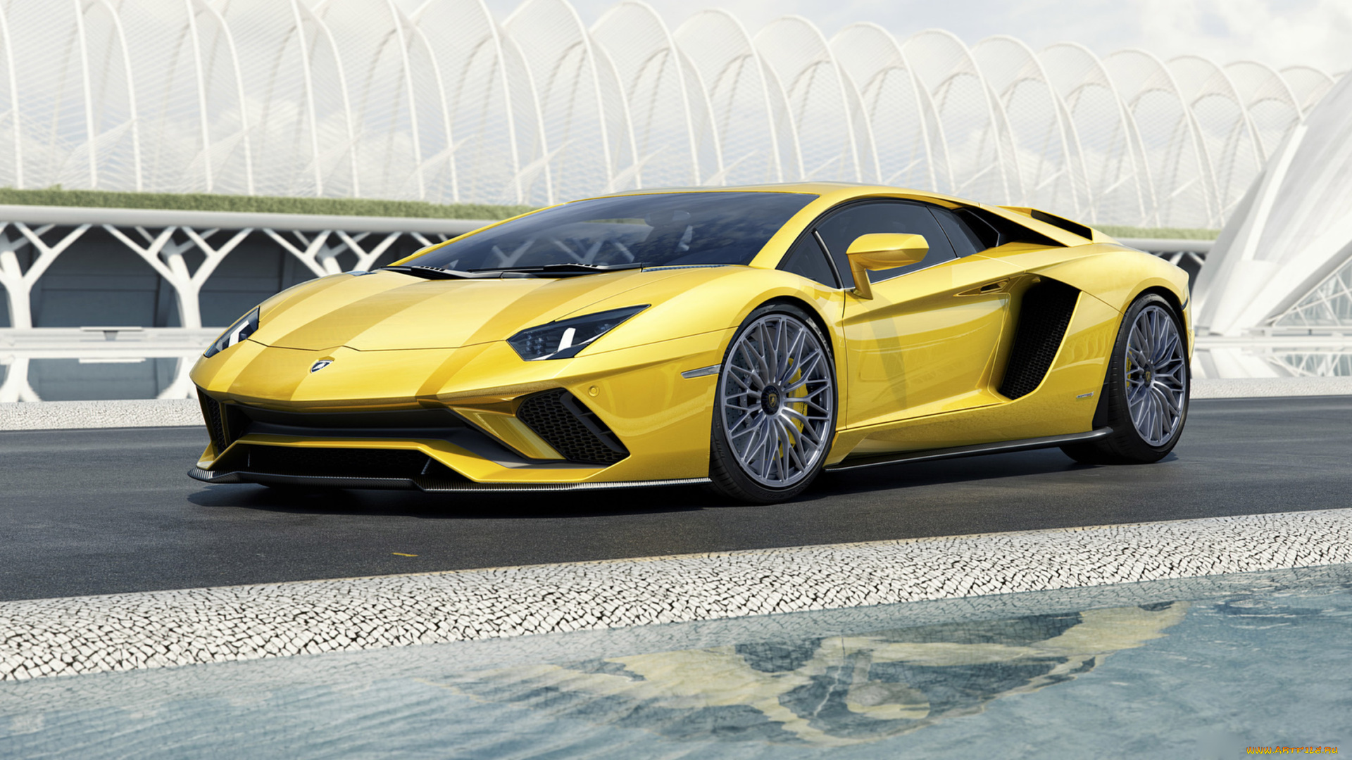 lamborghini, aventador, s, 2017, автомобили, lamborghini, жёлтая, 2017, s, aventador