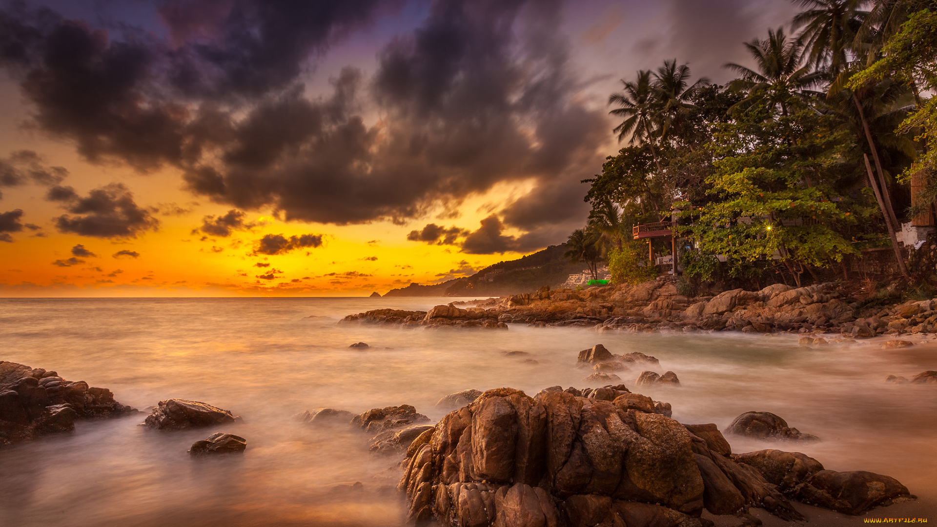 природа, восходы, закаты, sunset, cloud, rock, ocean, phuket