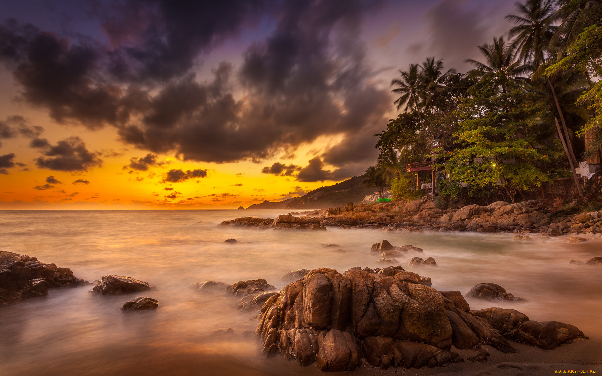 природа, восходы, закаты, sunset, cloud, rock, ocean, phuket