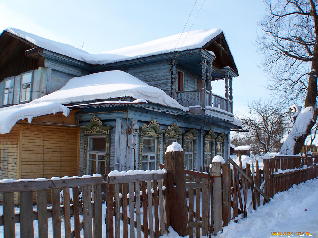 нерехта, зима, городские, улицы, города, здания, дома