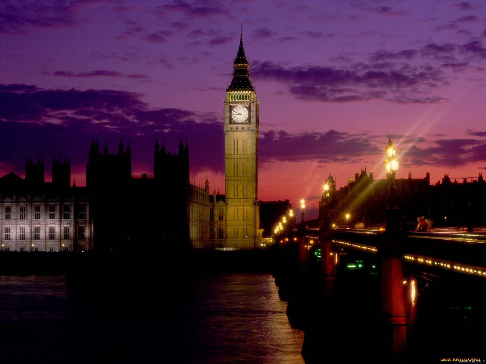 big, ben, at, dusk, london, england, города, лондон, великобритания