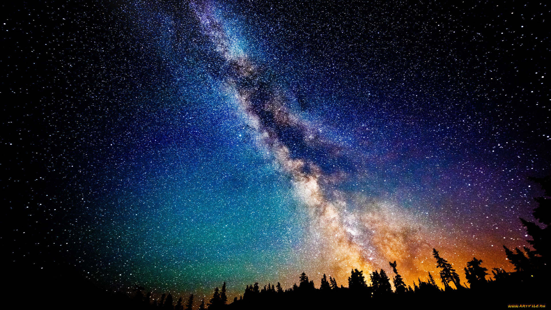 milky, way, космос, галактики, туманности, краски, звезды, млечный, путь, галактика