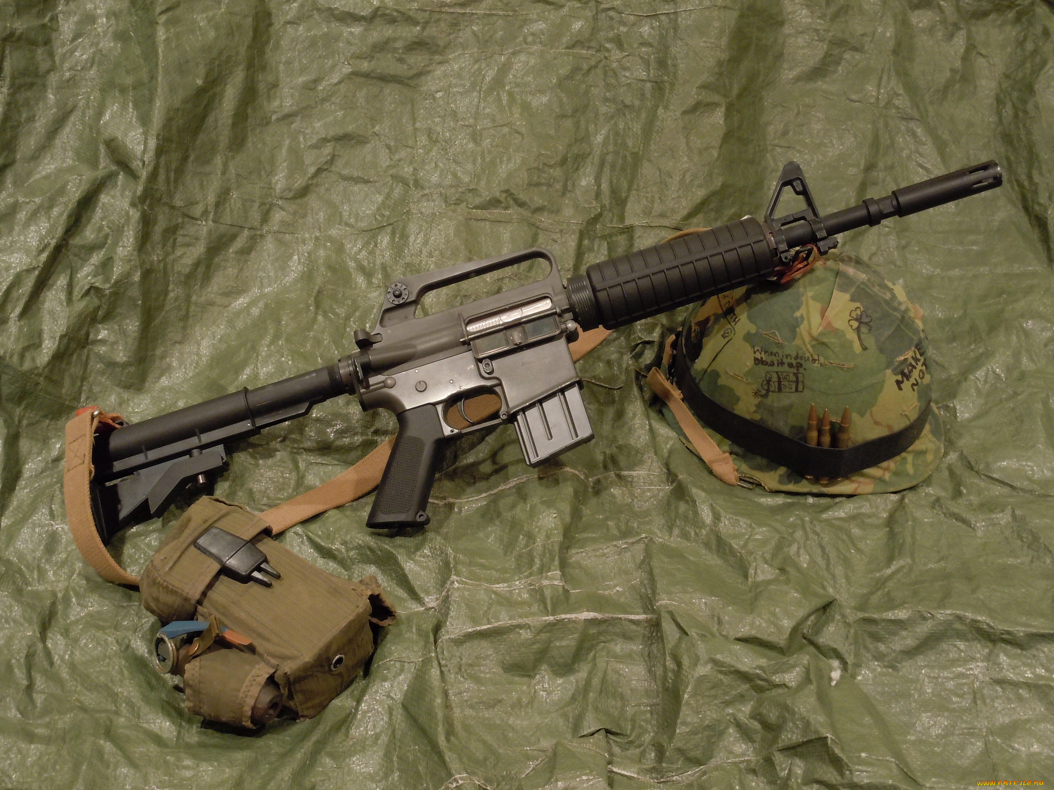 оружие, автоматы, винтовка, штурмовая, m16, каска
