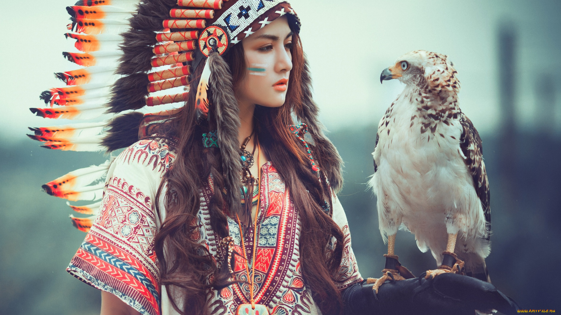 разное, маски, , карнавальные, костюмы, девушка, перья, индианка, дикий, запад, птица, хищник
