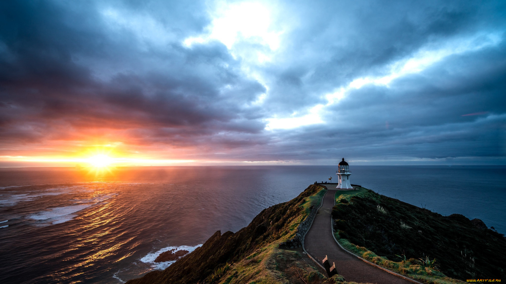 cape, reinga, lighthouse, new, zealand, природа, маяки, cape, reinga, lighthouse, new, zealand