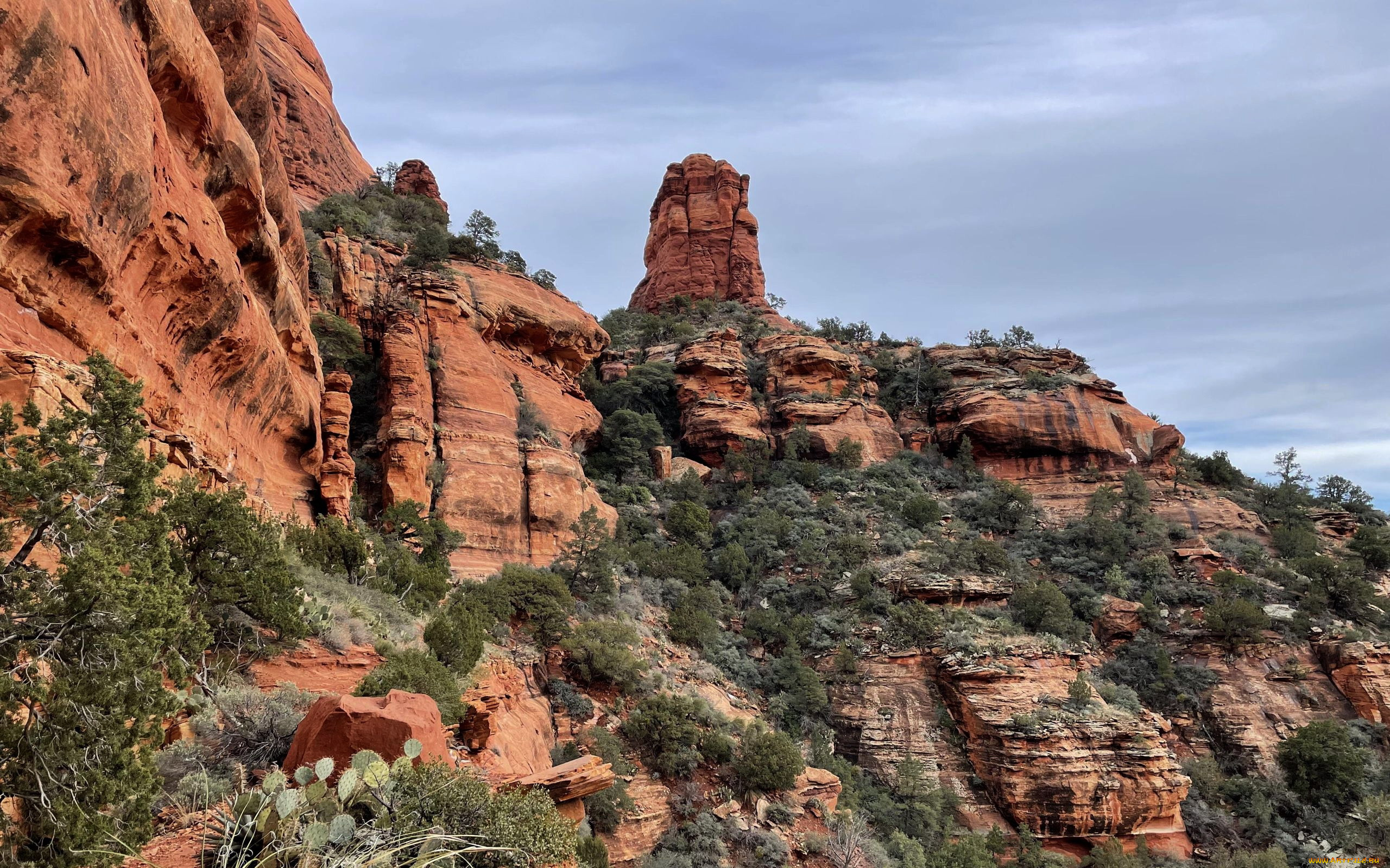 lookout, tower, from, fay, canyon, arch, sedona, arizona, природа, горы, lookout, tower, from, fay, canyon, arch