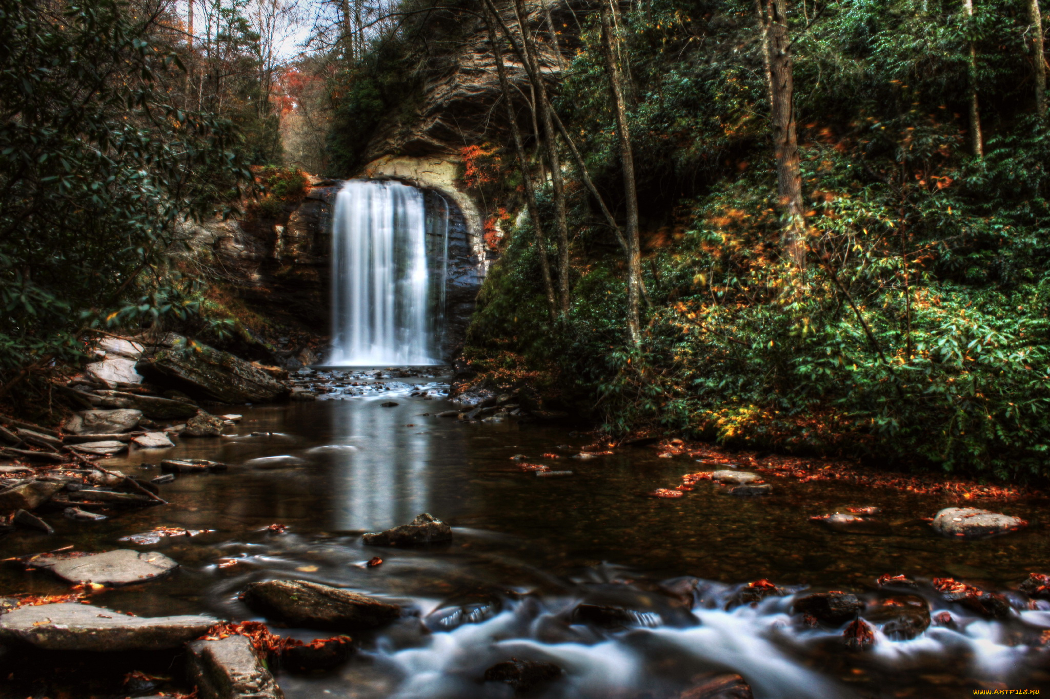 brevard, north, carolina, usа, природа, водопады, водопад, лес