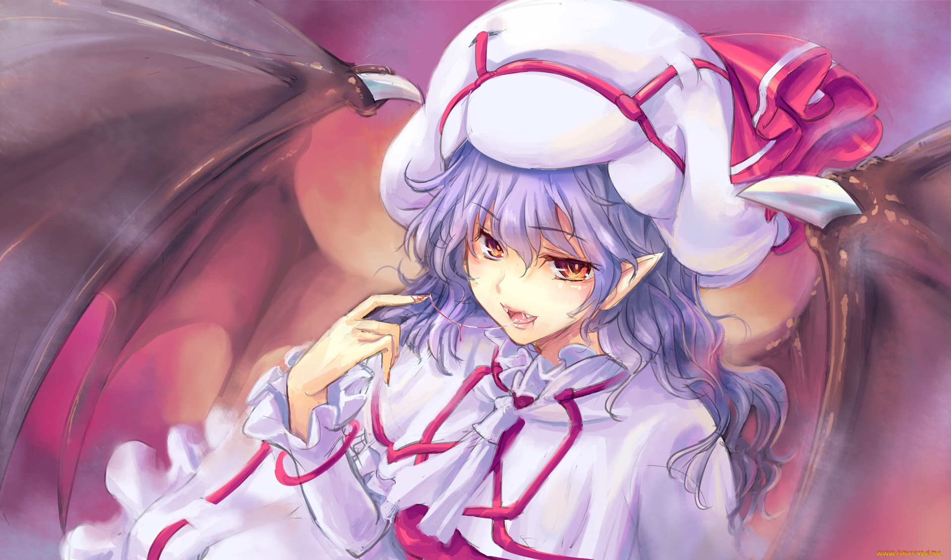 аниме, touhou, девушка, взгляд, фон