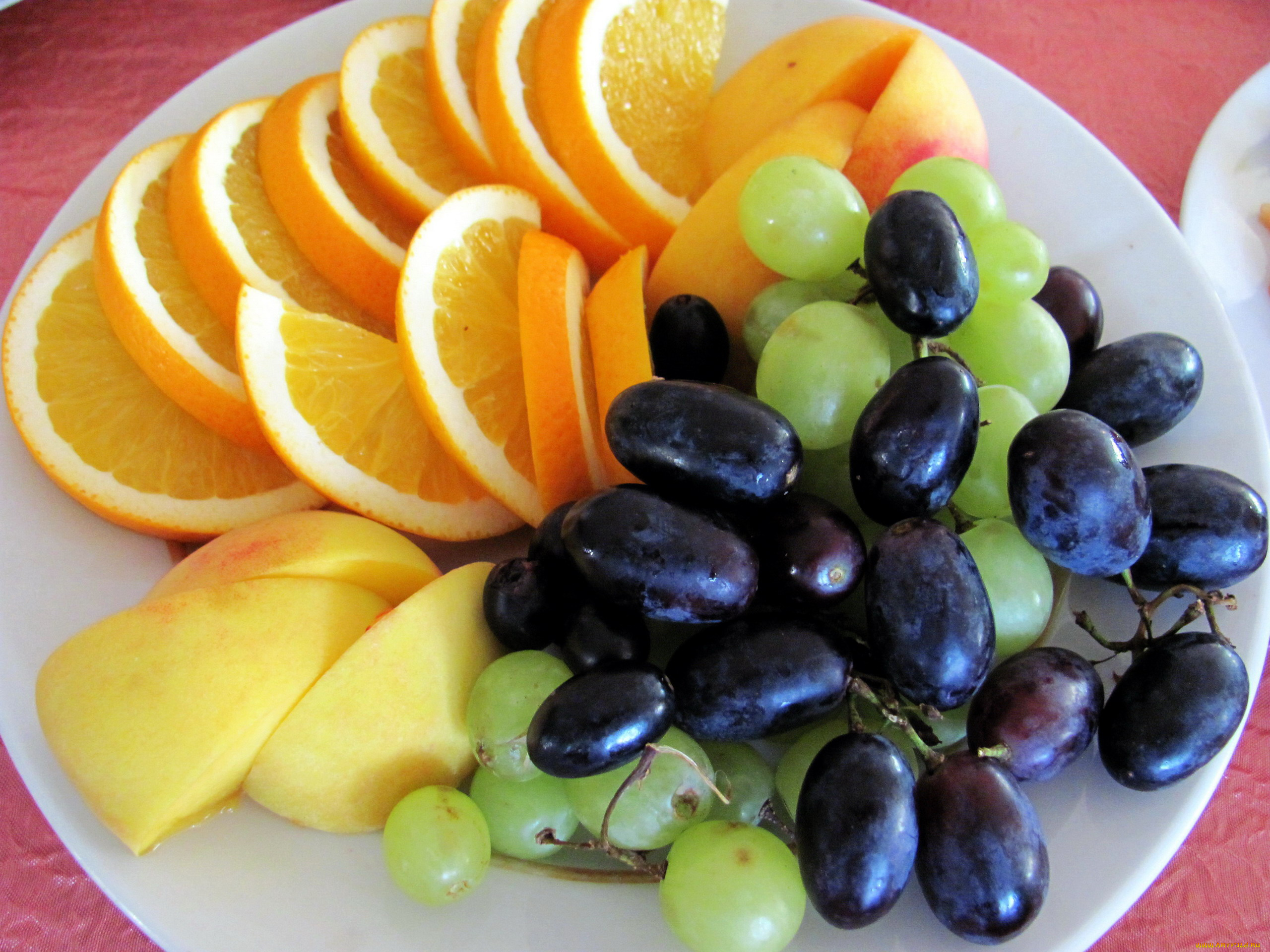 еда, фрукты, , ягоды, апельсины, виноград, персики