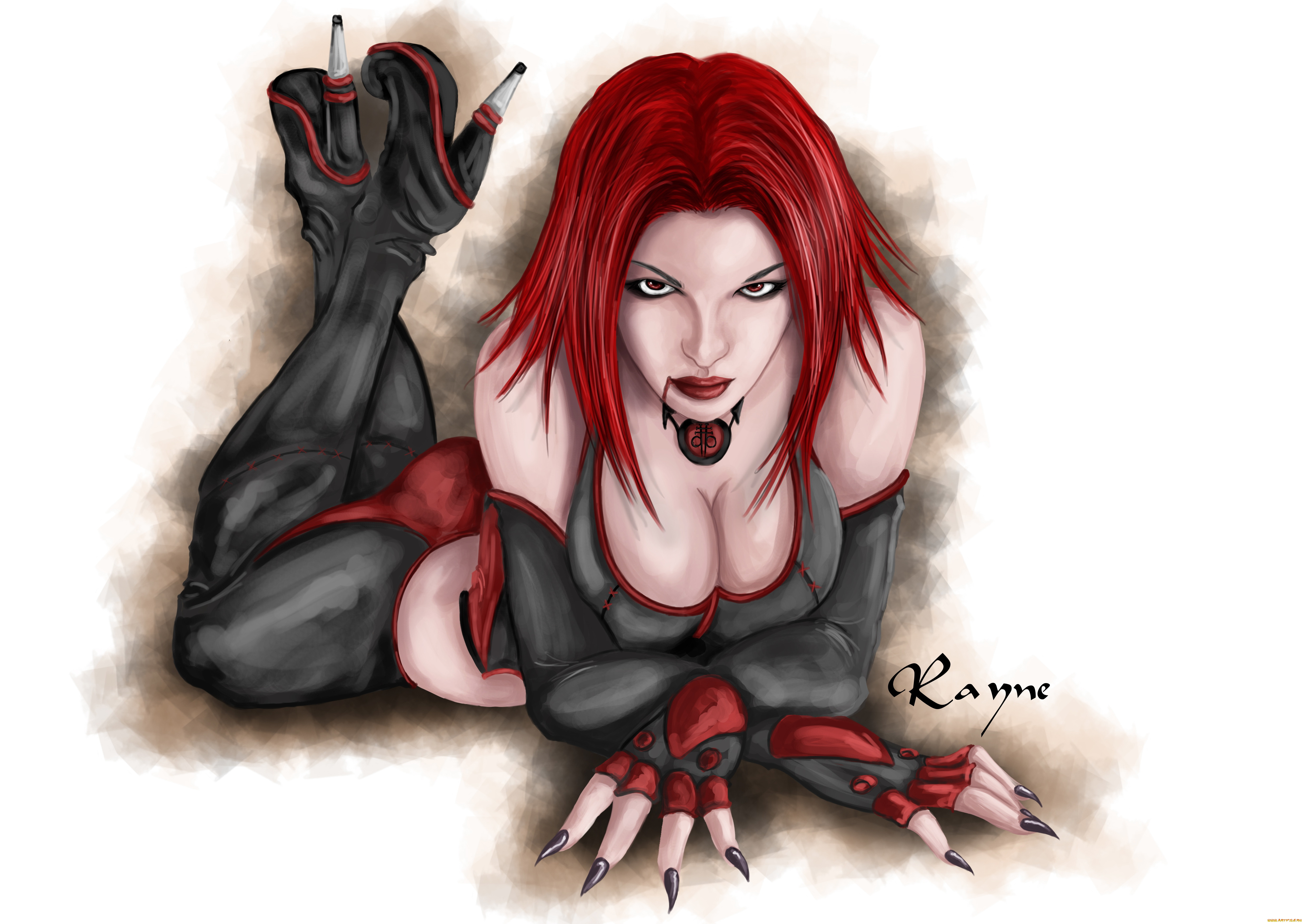 рисованное, комиксы, взгляд, фон, кровь, девушка, униформа, bloodrayne