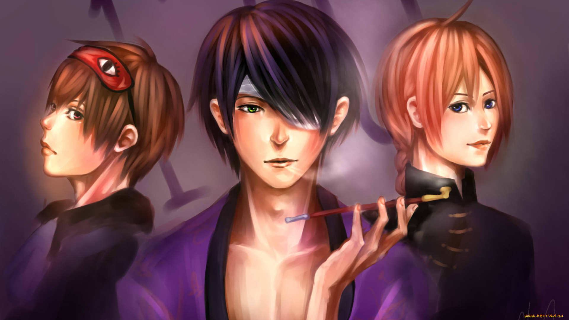 аниме, gintama, kamui, okita, sougo, takasugi, shinsuke