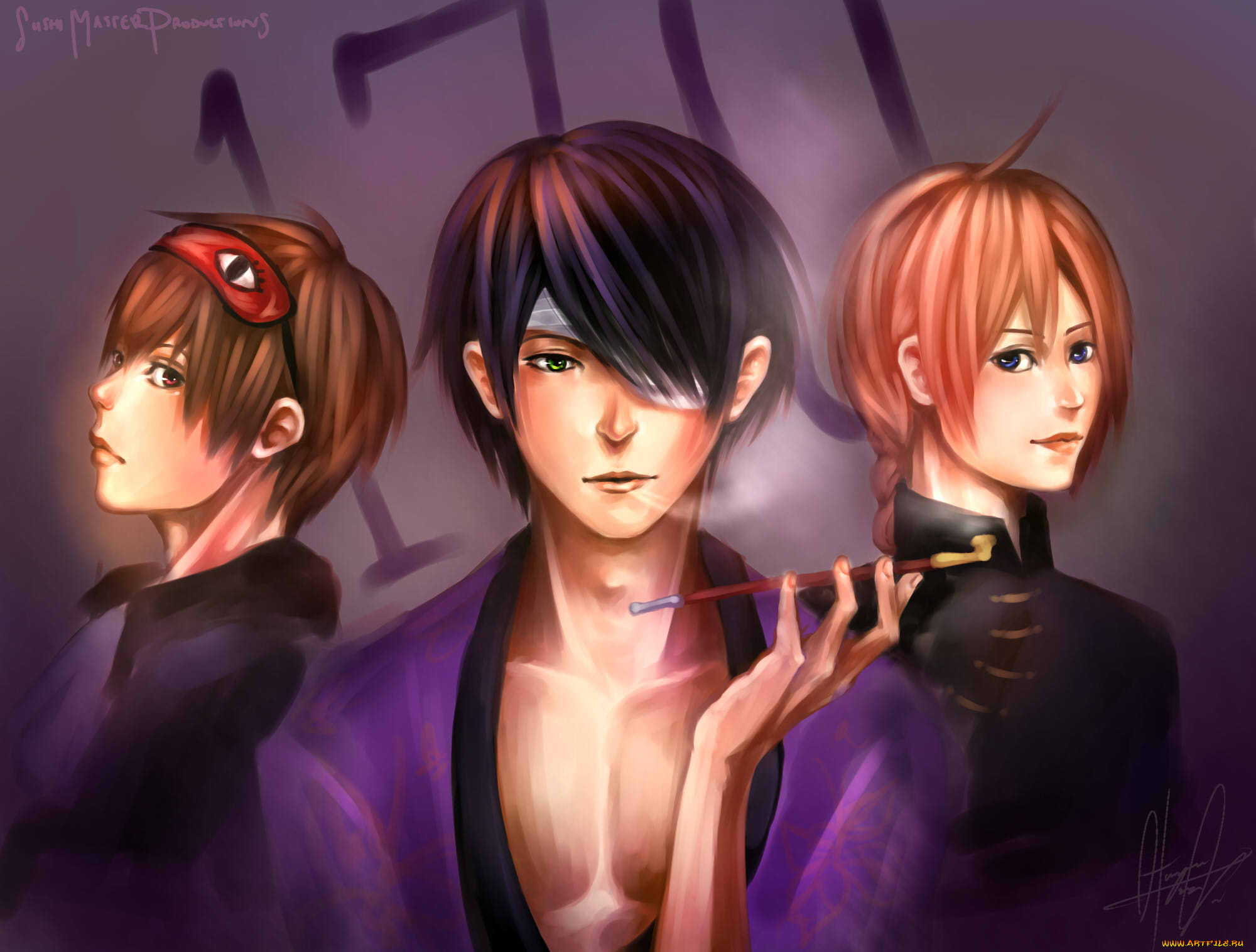 аниме, gintama, kamui, okita, sougo, takasugi, shinsuke