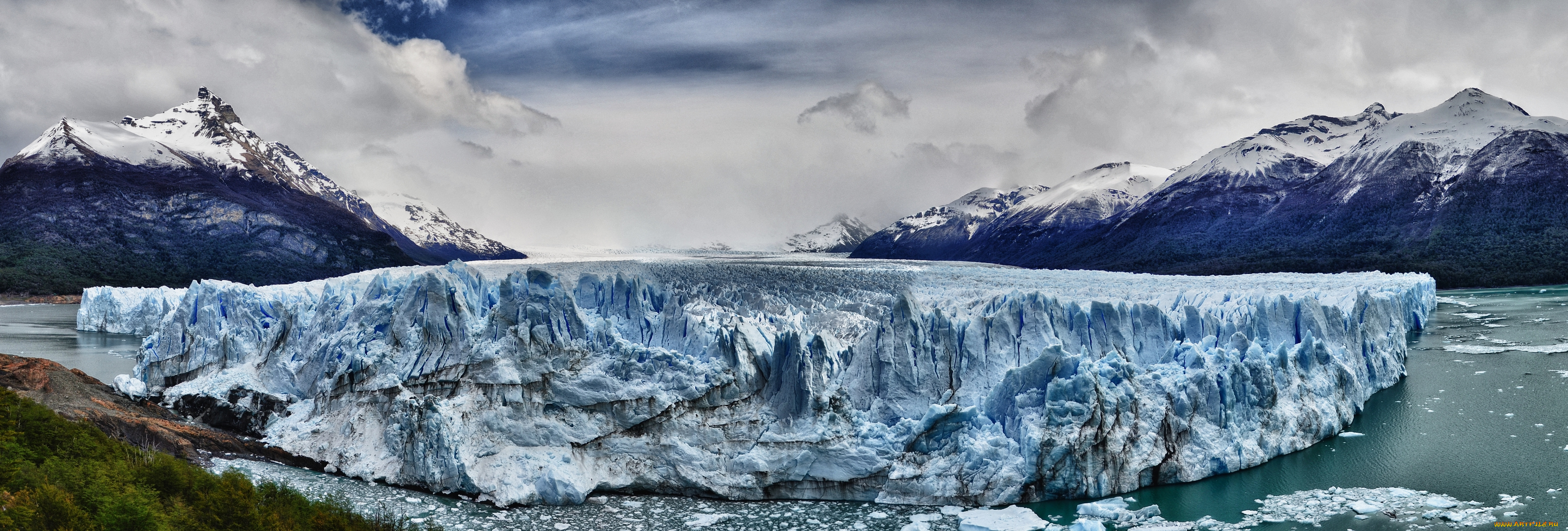 природа, айсберги, ледники, панорама, аргентина