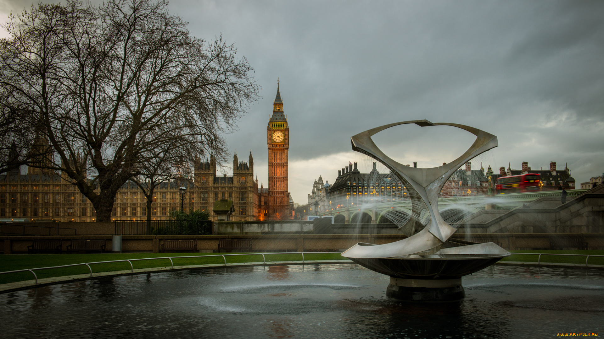 london, города, лондон, , великобритания, парк, часы, башня, пруд