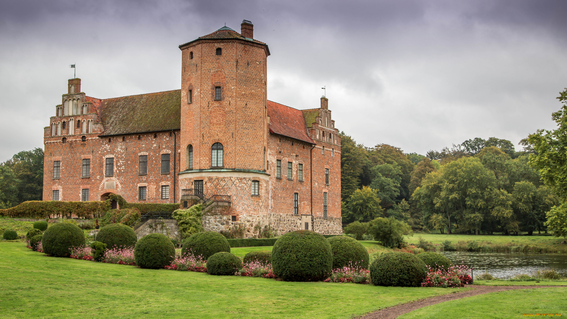 torup, castle, , svedala, , sweden, города, -, дворцы, , замки, , крепости, парк, лужайка, пруд, замок