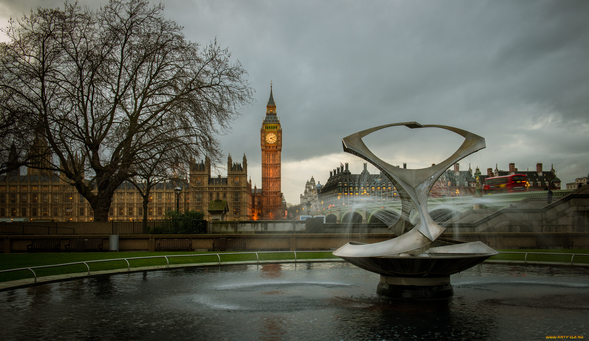 london, города, лондон, , великобритания, парк, часы, башня, пруд