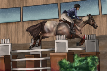 Картинка рисованное животные +лошади фон всадник лошадь