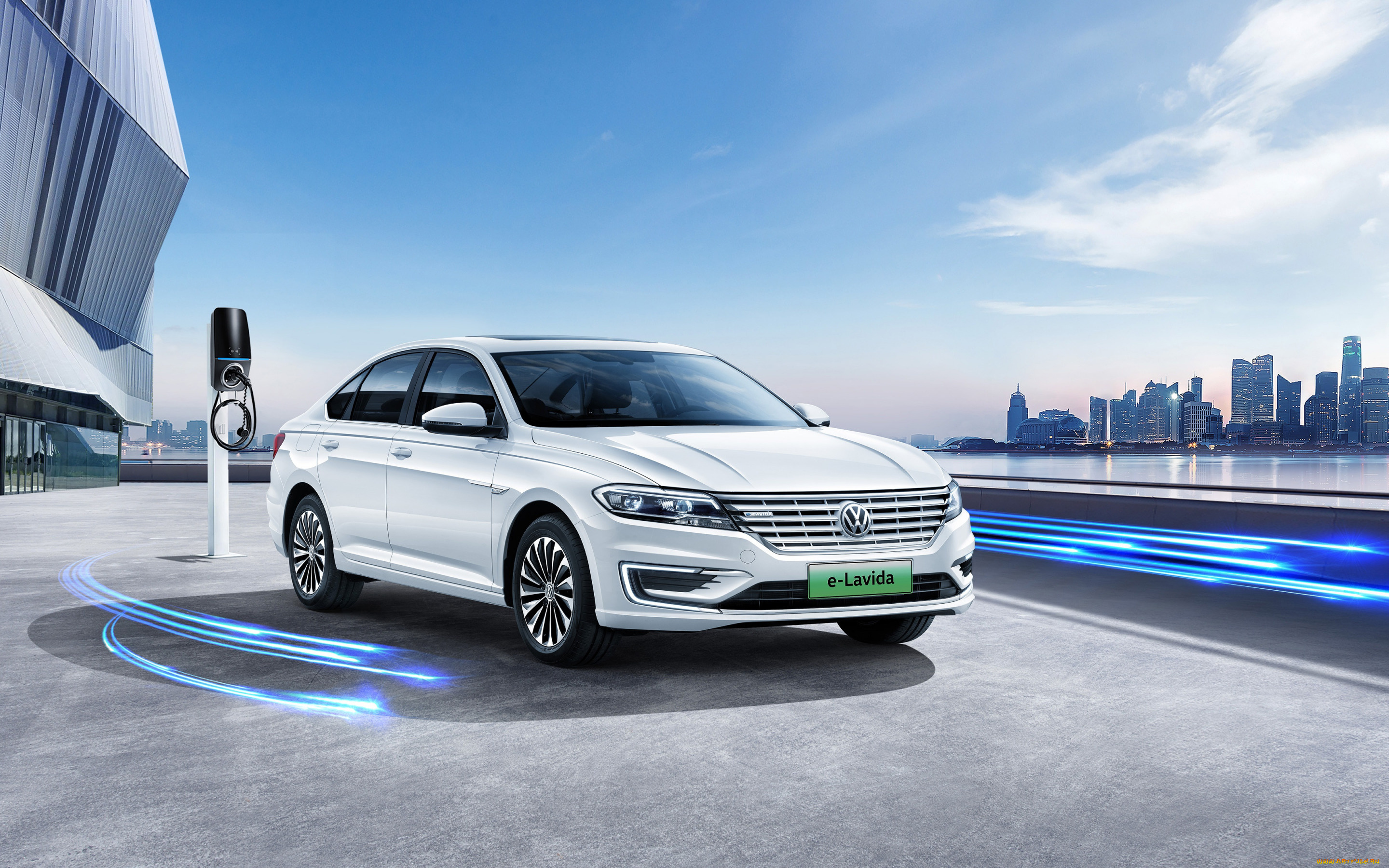 2019, volkswagen, e-lavida, автомобили, volkswagen, lavida, новый, электрокар, e, 2019, экстерьер, вид, спереди, белый