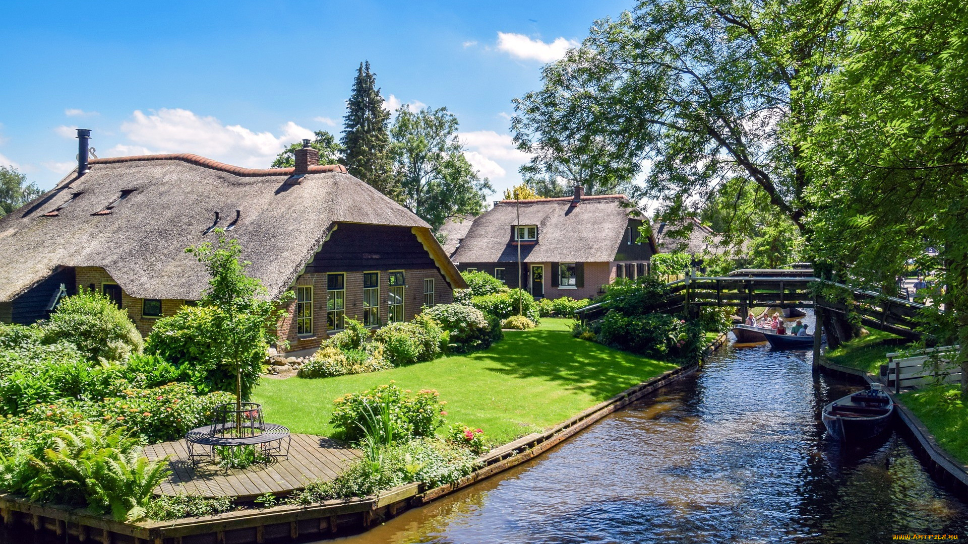 giethoorn, netherlands, города, -, мосты