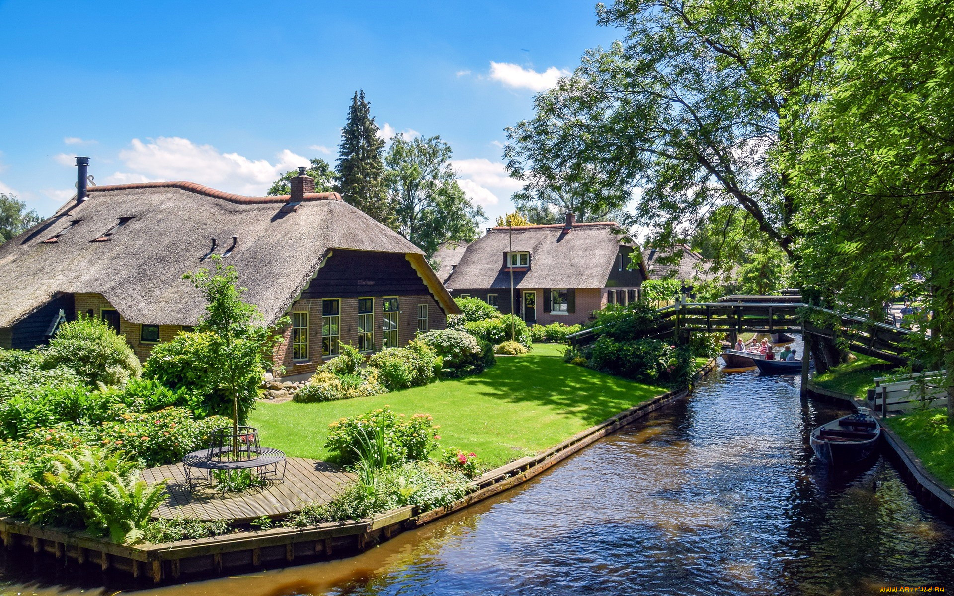 giethoorn, netherlands, города, -, мосты