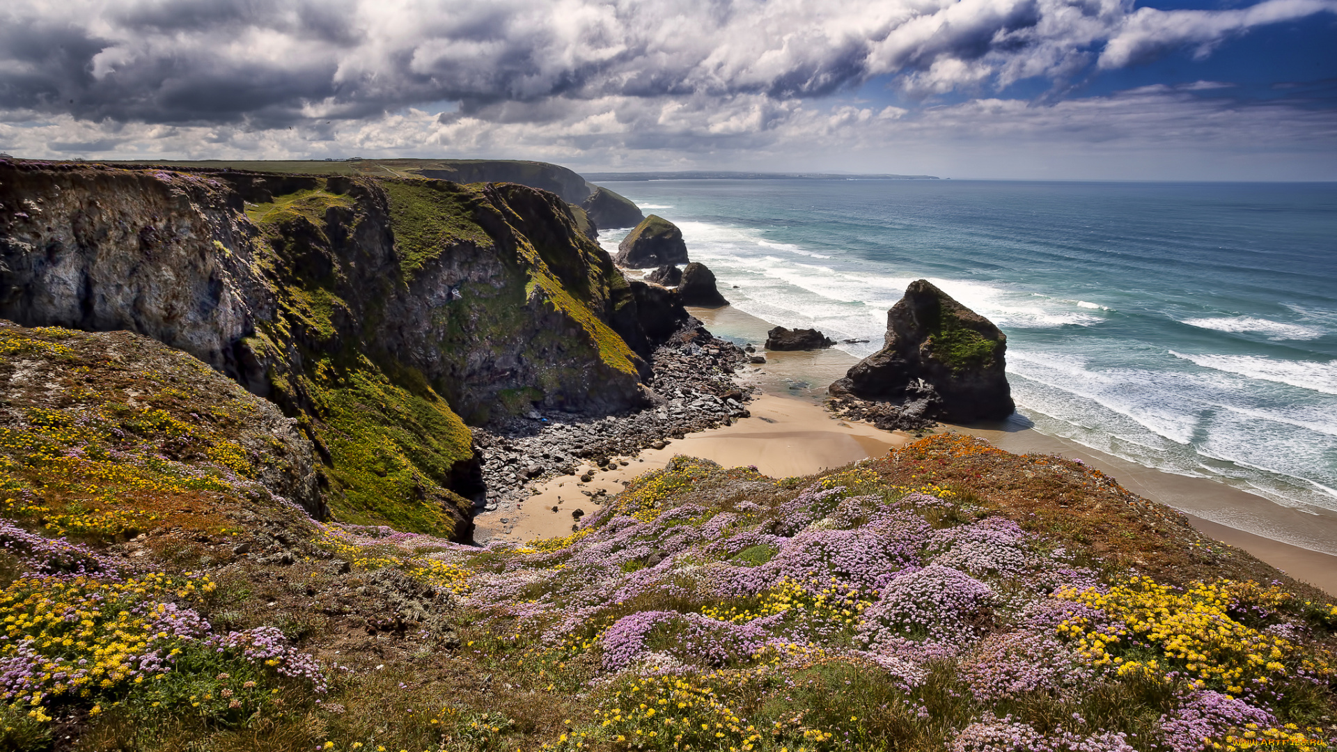 bedruthan, steps, cornwall, england, природа, побережье, celtic, sea, англия, кельтское, море, скалы