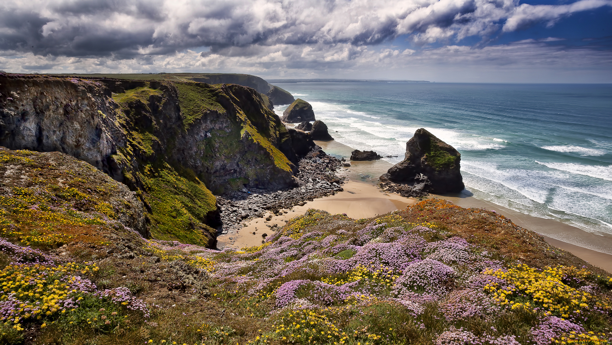 bedruthan, steps, cornwall, england, природа, побережье, celtic, sea, англия, кельтское, море, скалы