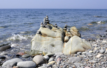 обоя природа, камни, минералы, океан, пляж, галька