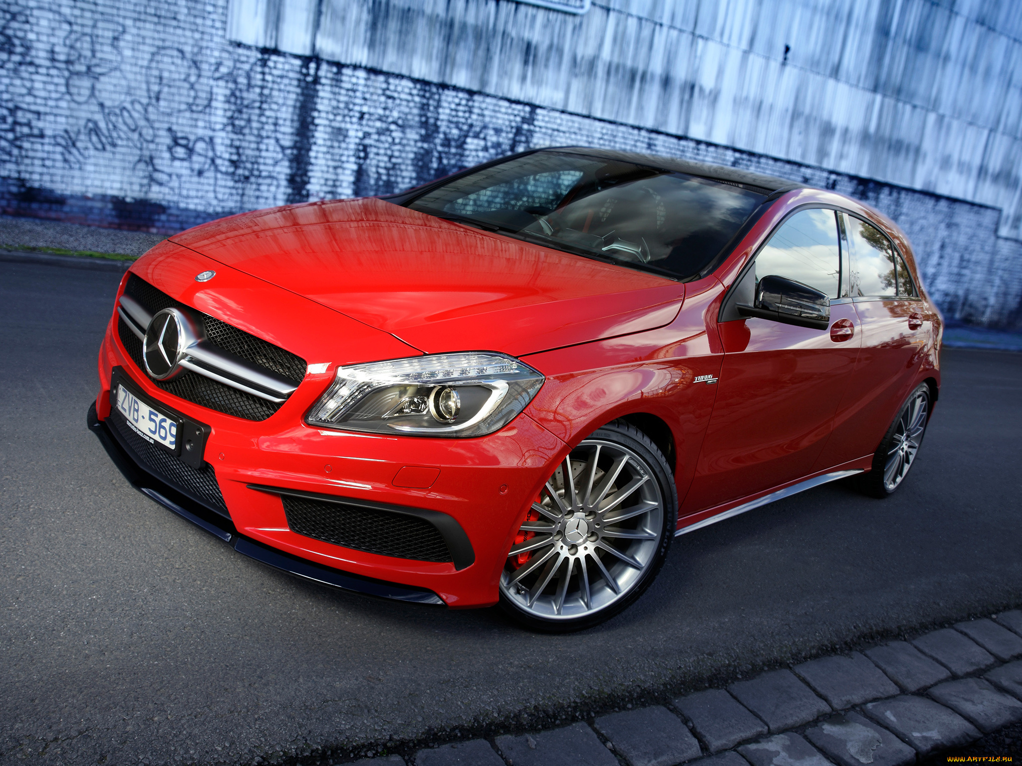 автомобили, mercedes-benz, a, 45, amg, au-spec, w176, 2013г, красный