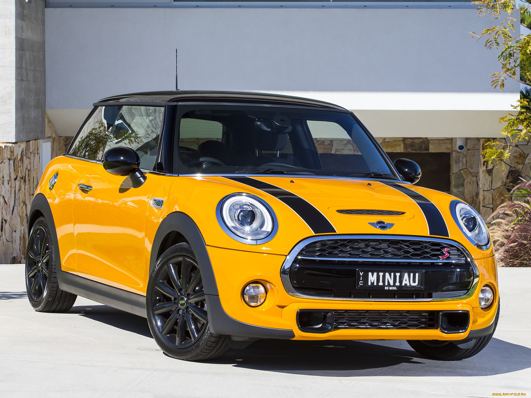 автомобили, mini, f56, au-spec, cooper, s, желтый, 2014г