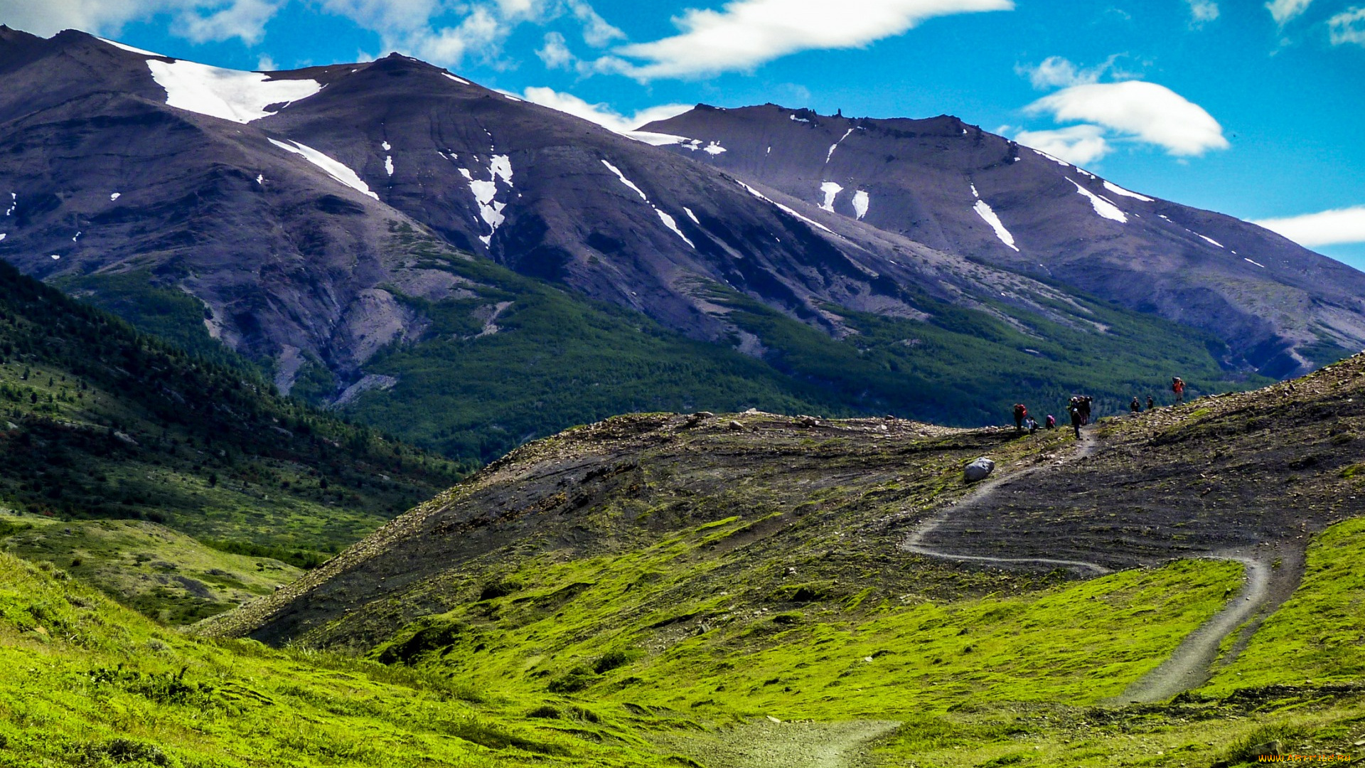 природа, горы, туристы, тропа, ущелье, patagonia, Чили