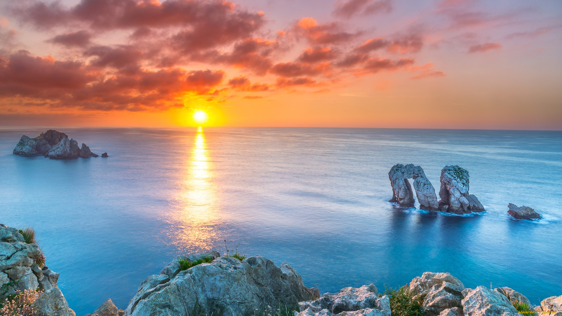 природа, восходы, закаты, spain, cantabria, залив, море, бискайский, испания, кантабрия, bay, of, biscay, скалы, закат