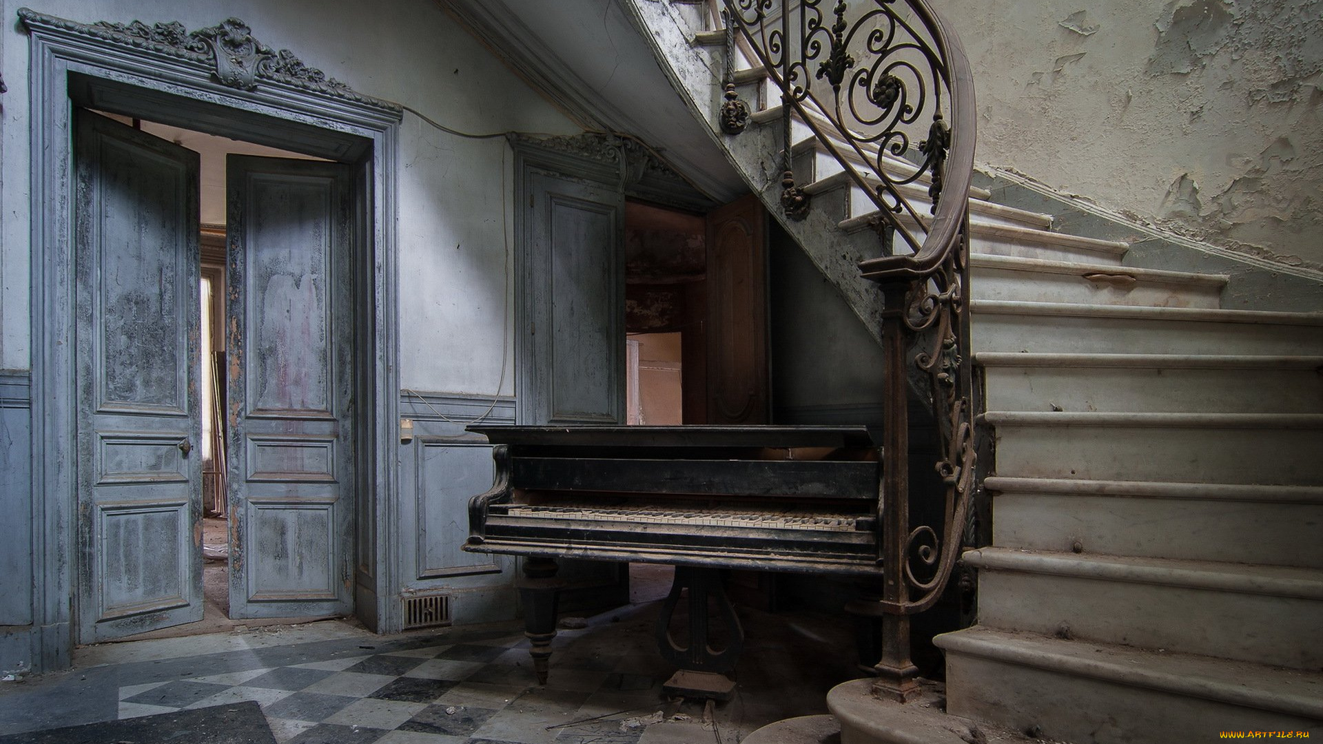 музыка, -музыкальные, инструменты, пианино, лестница, помещение