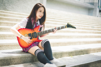 Картинка музыка -другое ступени азиатка взгляд гитара девушка