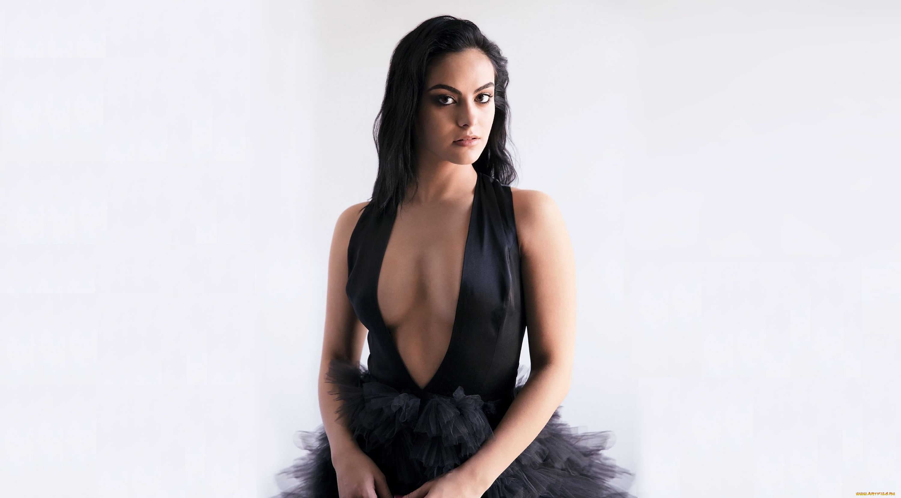 девушки, camila, mendes, брюнетка, платье, декольте