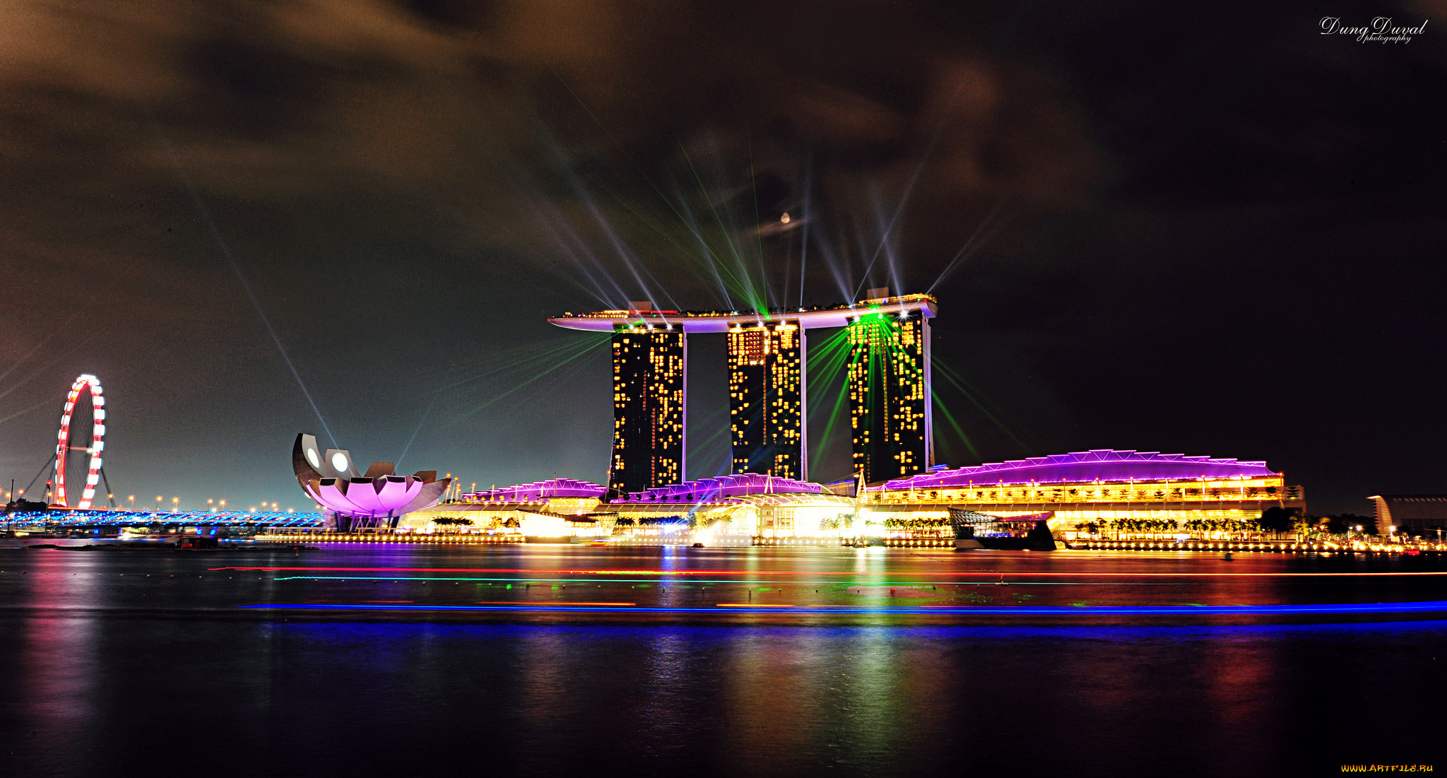 singapore, города, сингапур, ночной, город