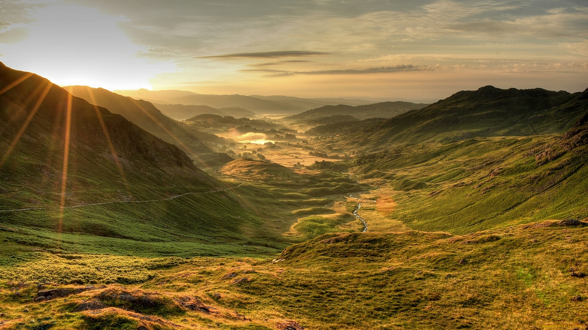 duddon, valley, cumbria, england, природа, горы, wrynose, pass, долина, перевал, камбрия, англия, закат