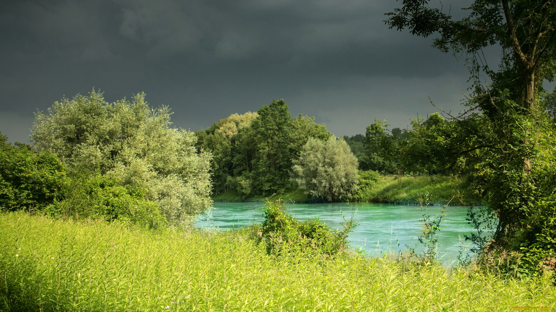 германия, бавария, природа, реки, озера, трава, река, деревья