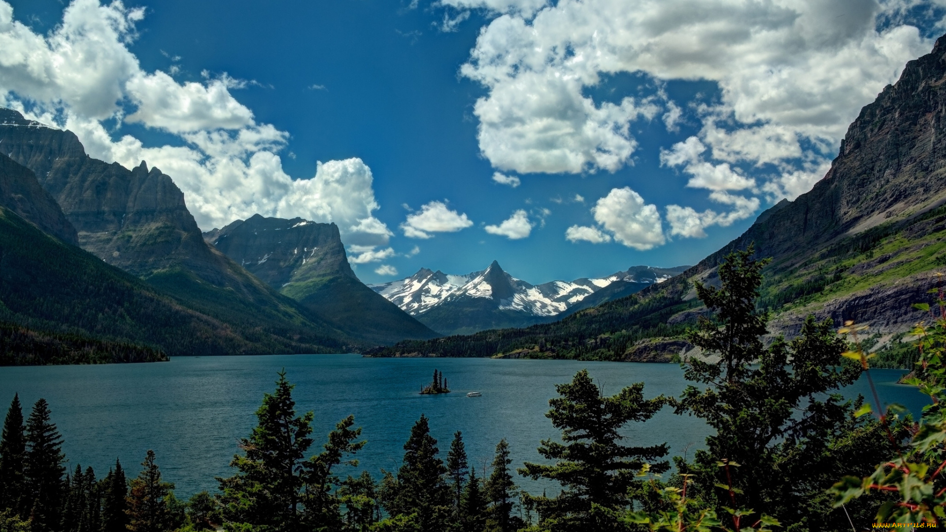 saint, mary, lake, glacier, national, park, montana, природа, реки, озера, монтана, глейшер, rocky, mountains, скалистые, горы, озеро