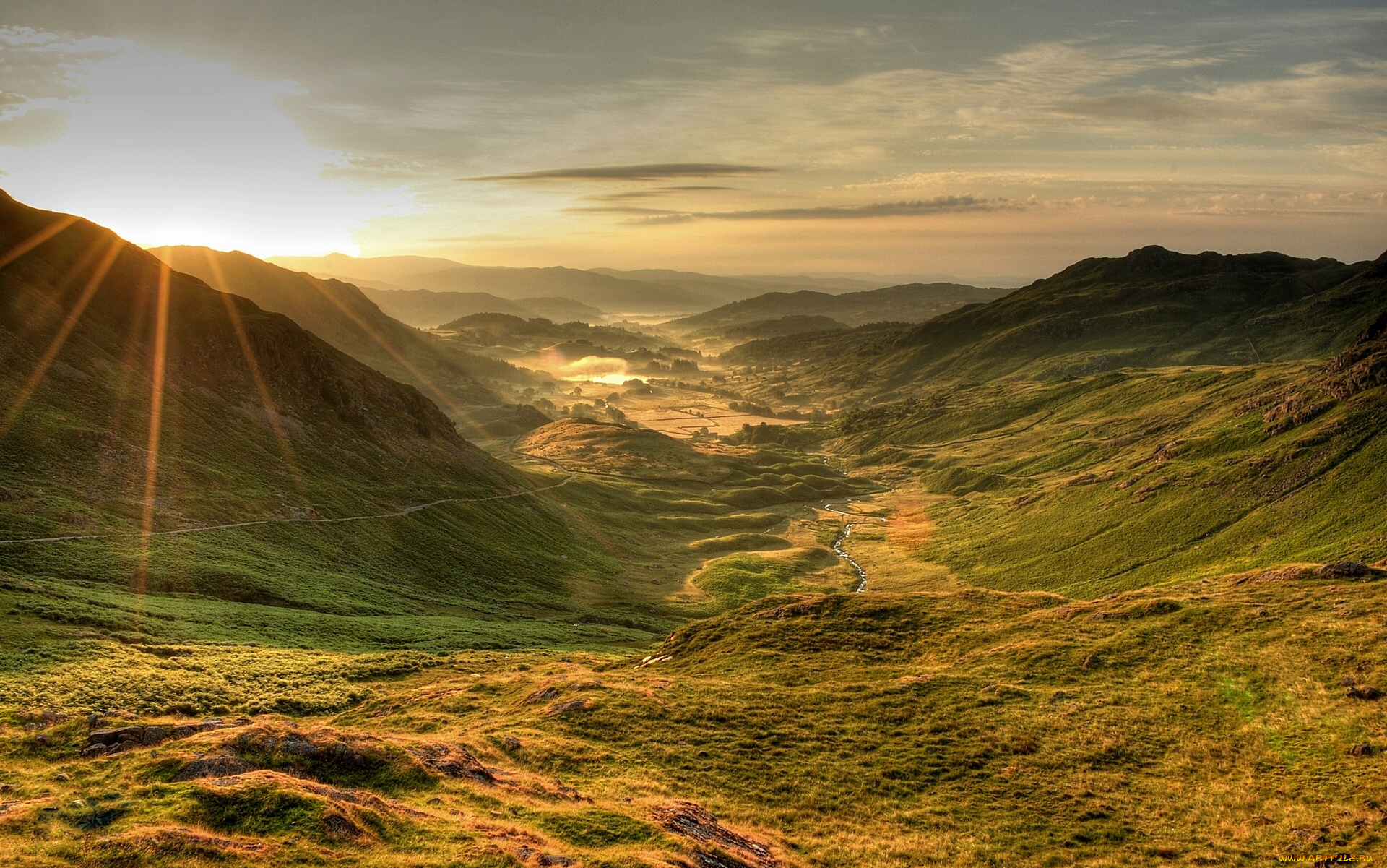 duddon, valley, cumbria, england, природа, горы, wrynose, pass, долина, перевал, камбрия, англия, закат