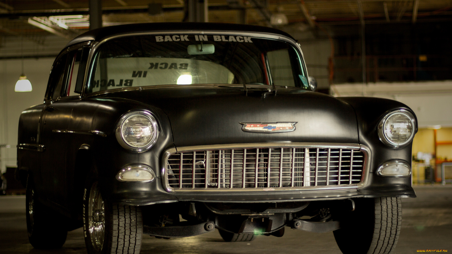 автомобили, chevrolet, hotrod, 1955, air, bel, chevy, coupe, black, in, back