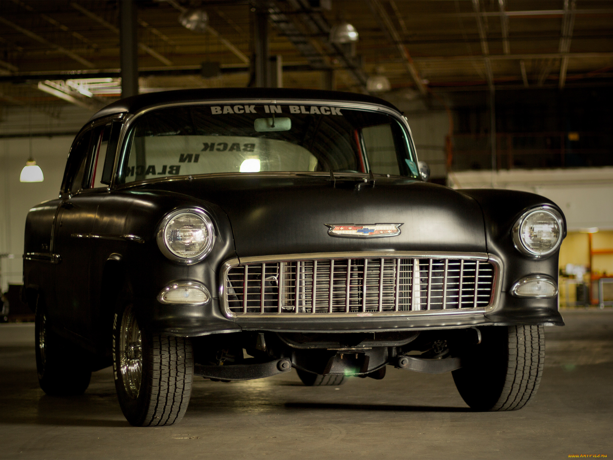 автомобили, chevrolet, hotrod, 1955, air, bel, chevy, coupe, black, in, back