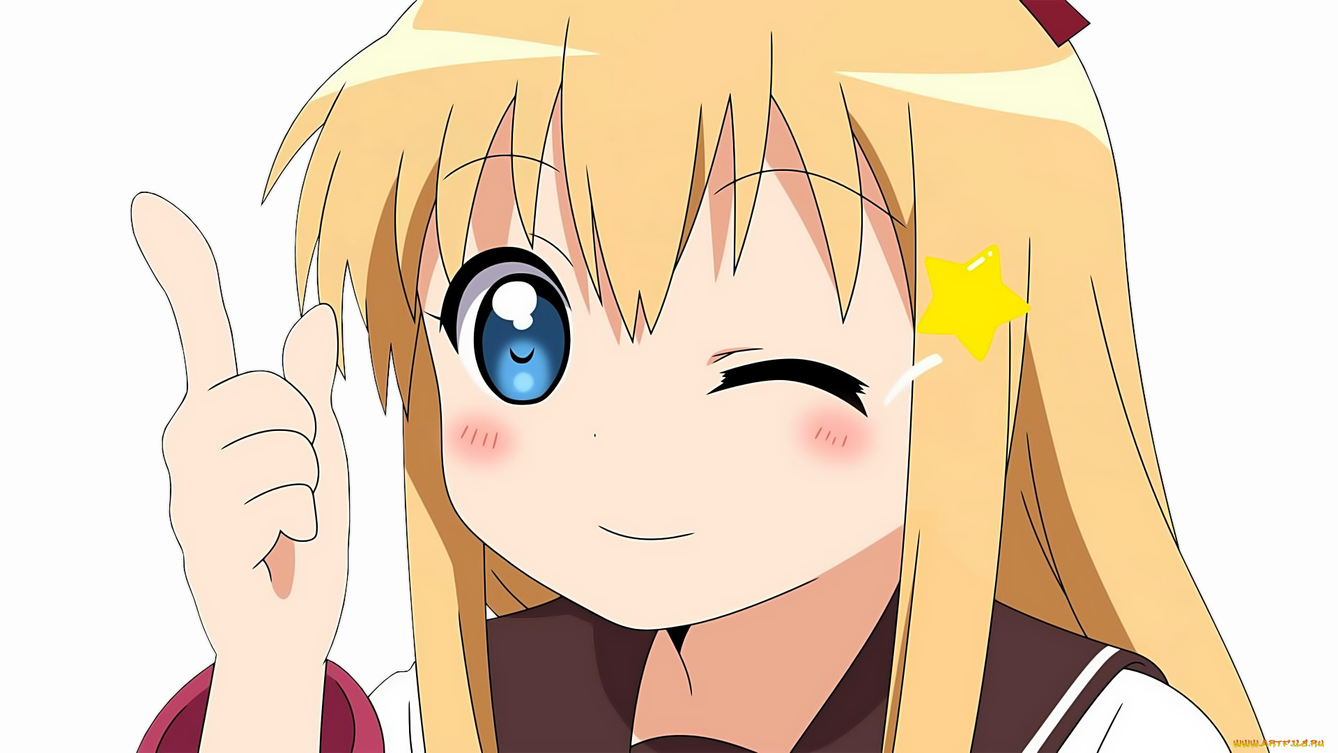 аниме, yuru, yuri, девушка, взгляд, фон