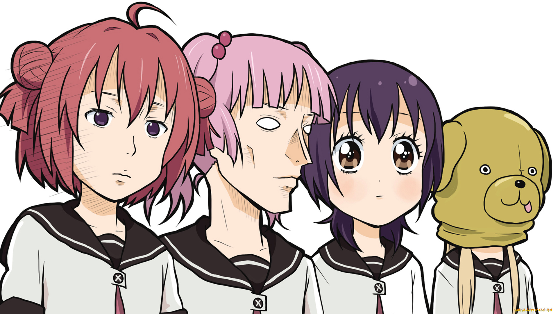 аниме, yuru, yuri, фон, взгляд, девушки