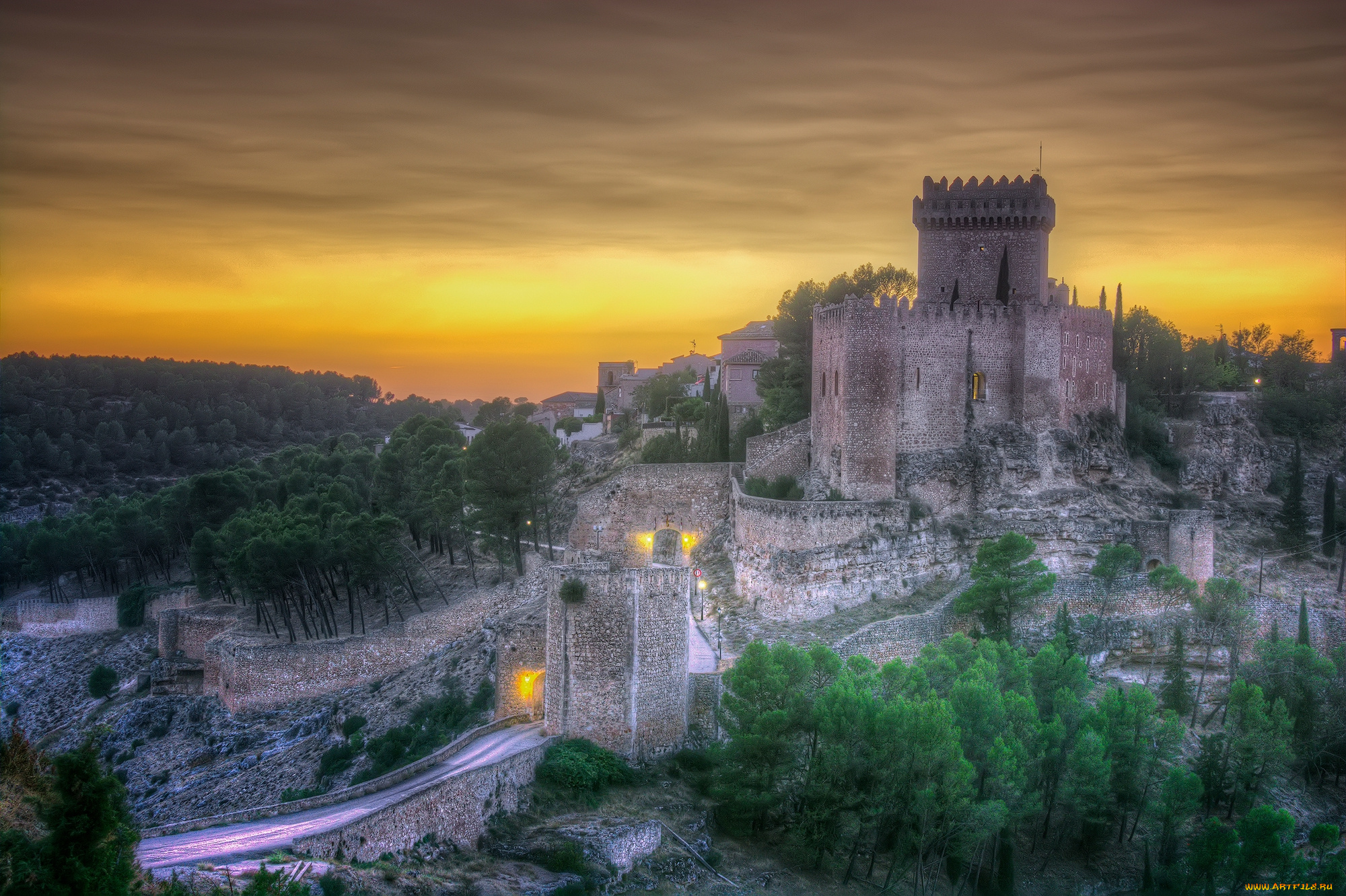 atardecer, en, el, castillo, de, alarcon, , cuenca-, espa&, 241, города, замки, испании, простор