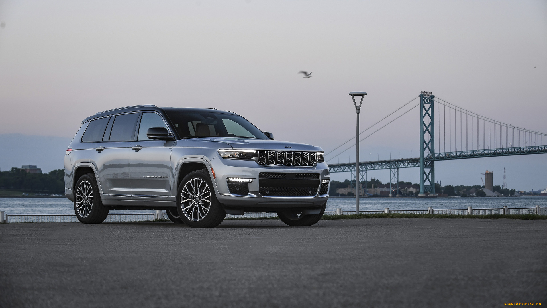 автомобили, jeep, джип, 2021, grand, cherokee, l, summit, reserve, город, набережная, мост