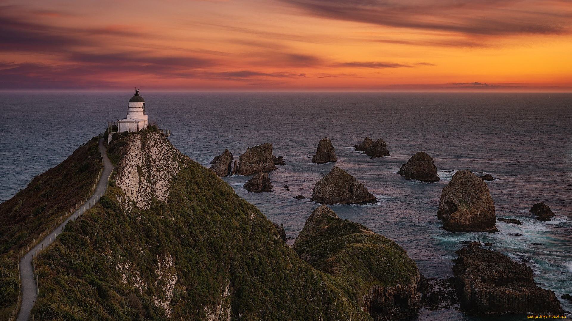 nugget, point, lighthouse, new, zealand, природа, маяки, nugget, point, lighthouse, new, zealand