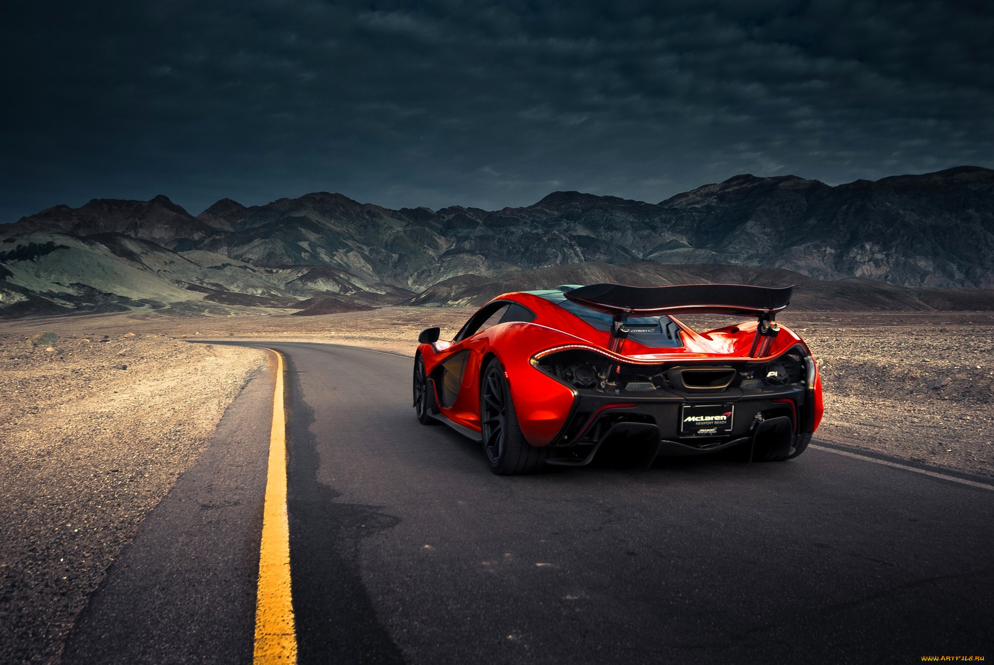 mclaren, p1, автомобили, mclaren, красный, дорога, горы