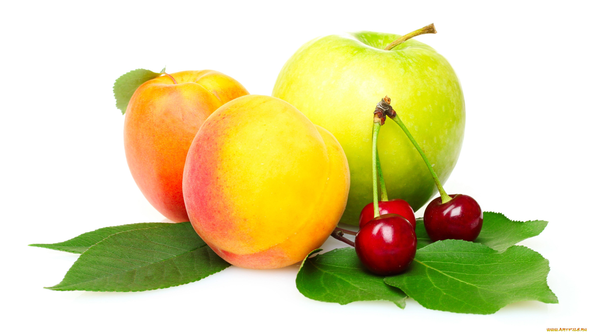 еда, фрукты, ягоды, яблоко, абрикос, вишня