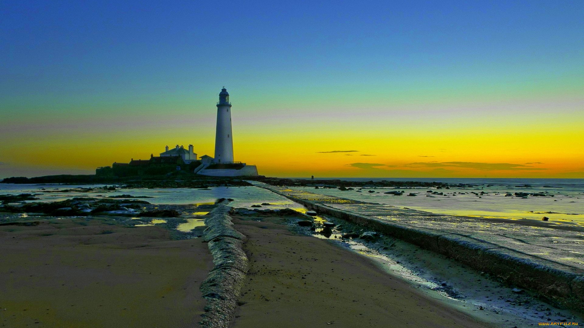 lighthouse, природа, маяки, облака, море, маяк, берег